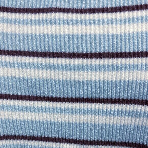 PacSun L.A. Hearts Blue Striped Long Sleeve Mock Neck Crop Sweater Top Size S - Picture 4 of 5